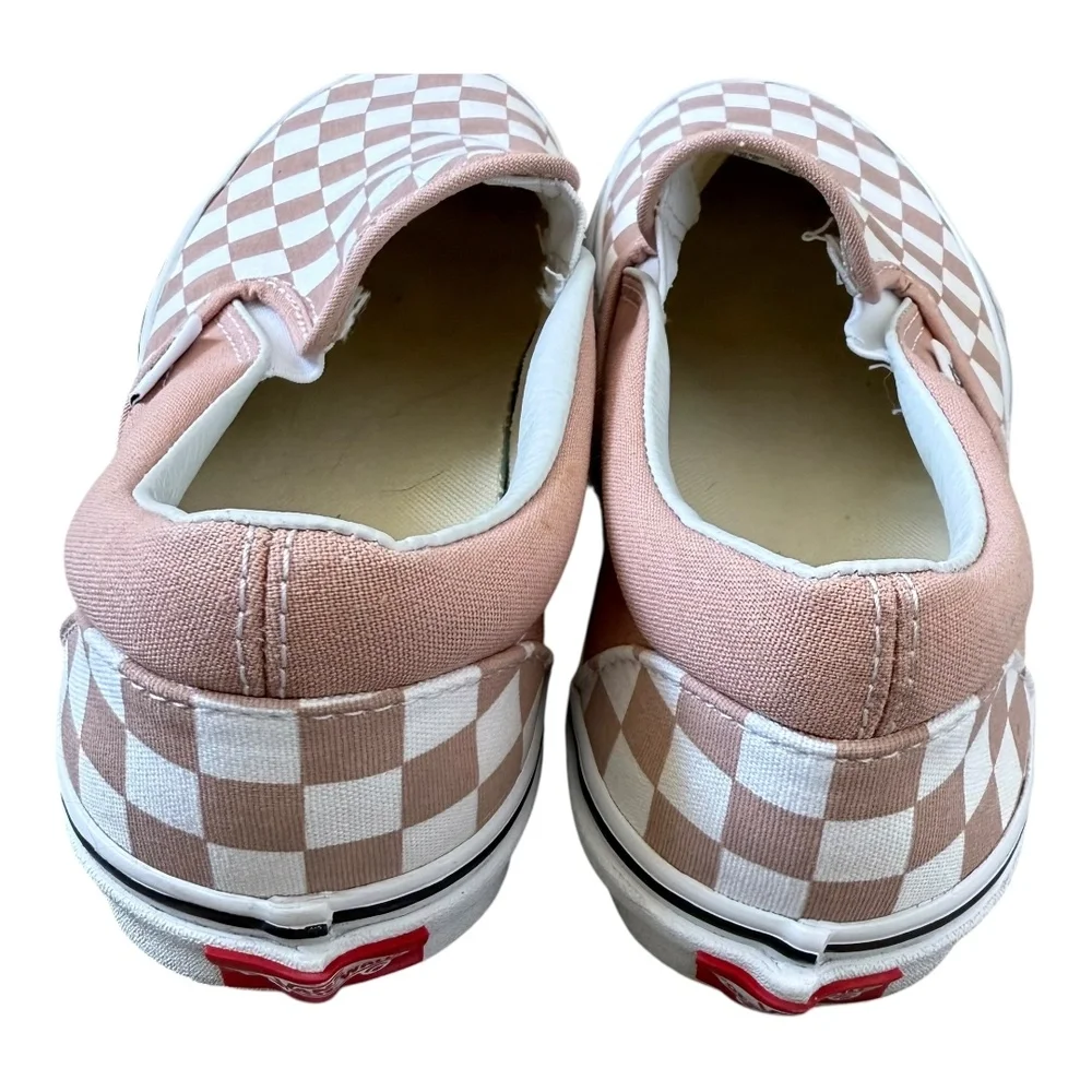 Vans Pink White Checkerboard Iconic Skater Casual Slip-On Sneaker Shoes Womens 8 - Picture 7 of 12